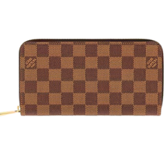 Louis Vuitton Wallet Canvas Leather Purse Damier Ebene Zippy Long
