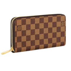 Louis Vuitton Wallet Canvas Leather Purse Damier Ebene Zippy Long